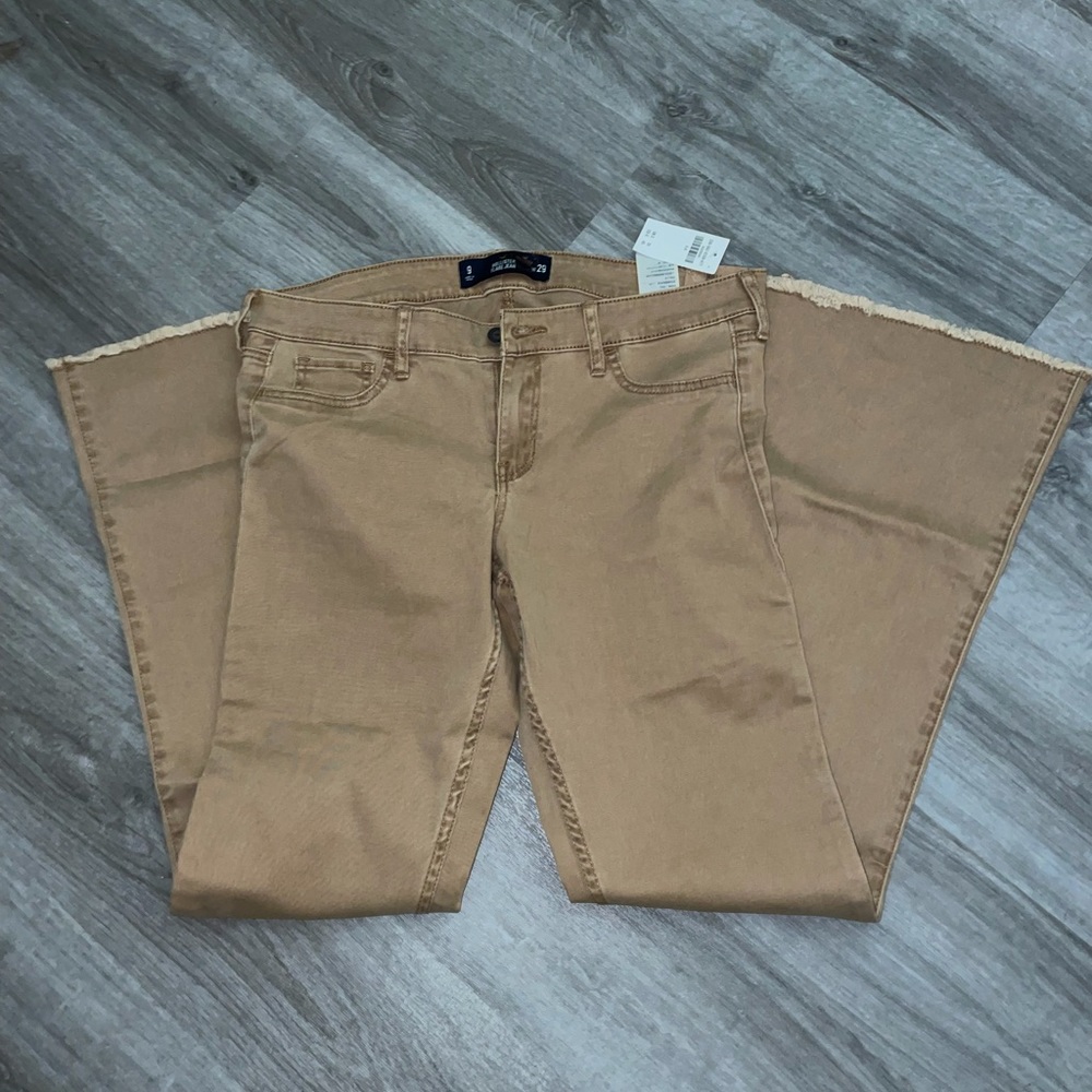 Hollister khaki low rise flare pants